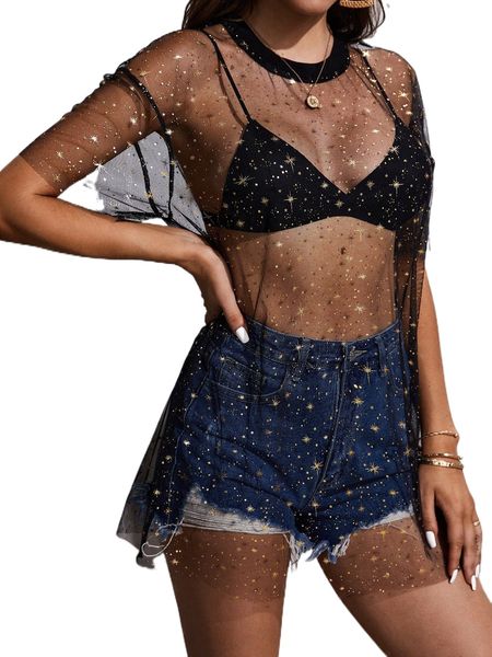 

star mesh drop shoulder without bra n1fp#, White