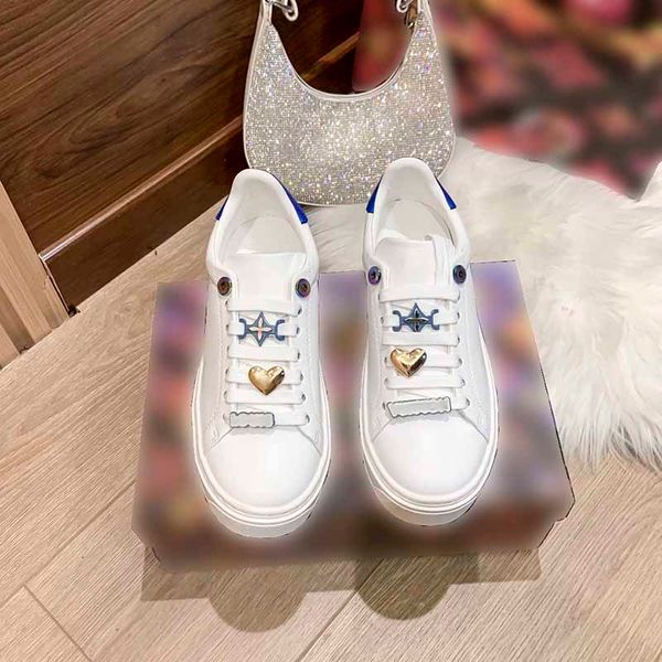 

women luxury skateboard shoes designer printing pu leather heart shape sneakers athletic rubber outsole sports running shoes letter lace-up