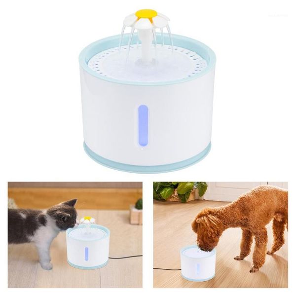 Haustier Hund Wasser Brunnen Elektrische Schüssel Auto Zyklus Mit Filter 2,4 L Katze Pumpe Für Katzen Hunde Vögel LED