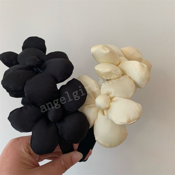 

big flower elegant bezel retro headband hair bands for women girls headbands wedding party holiday korean hair accessories, Slivery;white