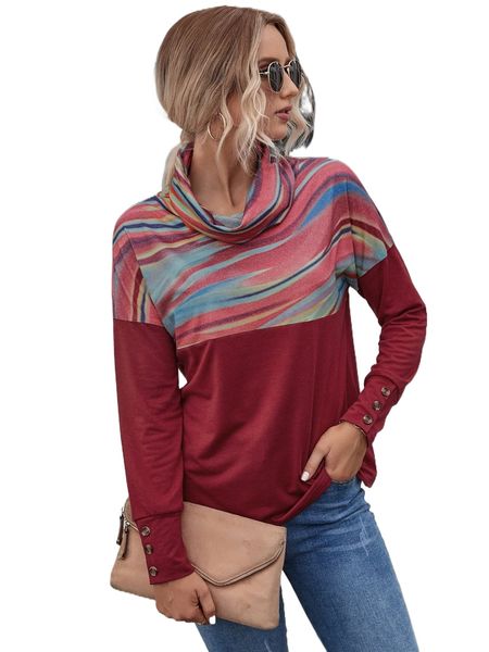 

graphic print cowl neck drop shoulder tee j4uk#, White