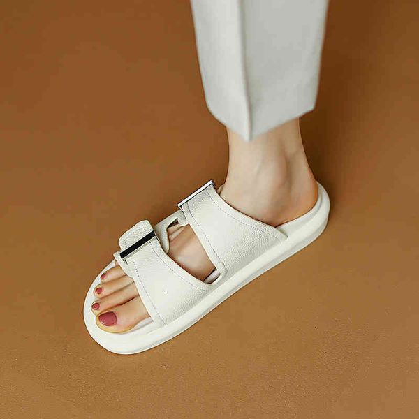 

slippers thick soled casual roman sandals women's soft soles wear style belt buckle light raised open toe flip flops df1d, Black