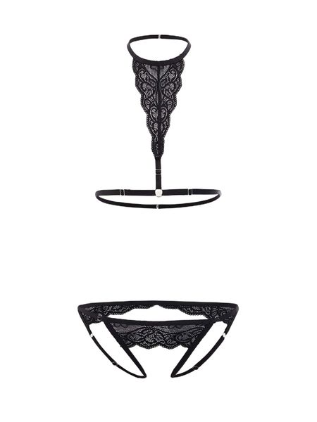 

cut out eyelash lace lingerie set h91a#, Black;red