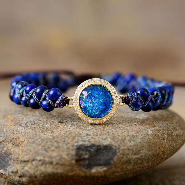 

royal blue opal charm strand bracelets jaspers string braided friendship, Black