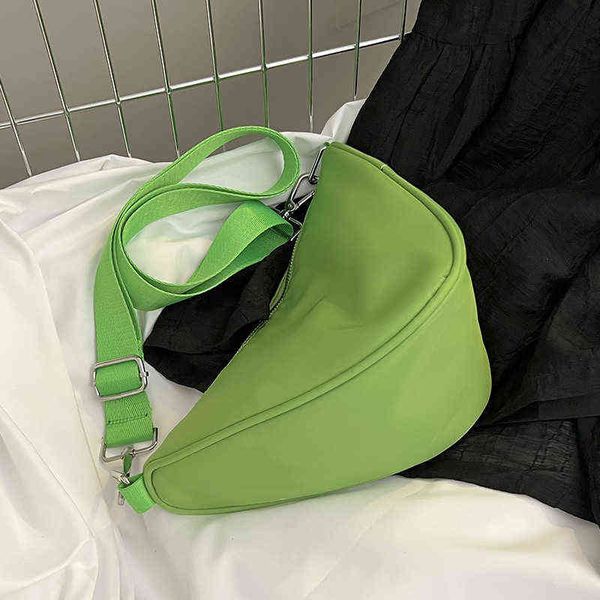 

summer fashion neon green trendy crossbody shoulder bag casual street nylon messenger package triangle 220511