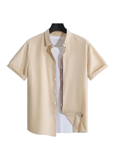 

men contrast geo tape shirt without tee y6tz#, White;black