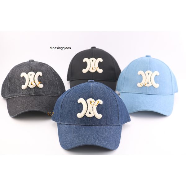 

ball caps celina spring and summer new denim with duck tongue for men women couple stickers cloth embroidered hat c lin arc de triomphe base, Blue;gray