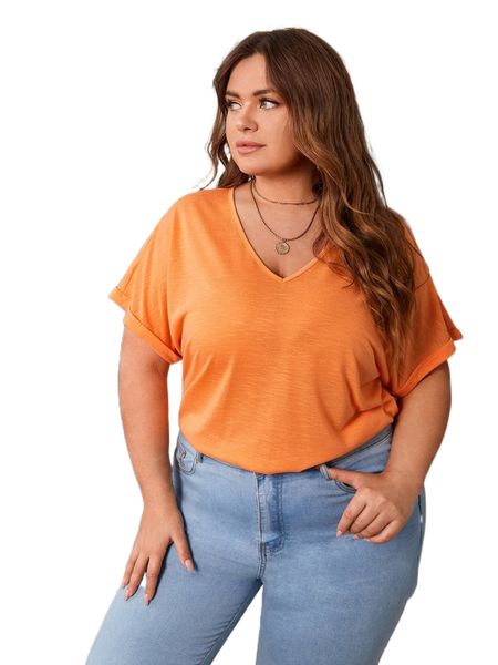

plus slub knit cuffed dolman sleeve tee n37v#, Black