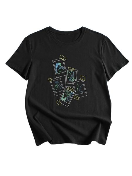 

romwe x fumettiverdieblu figure graphic tee p1mo#, White