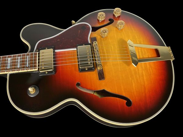 

s-275 custom hollowbody archw flamed & back ~ sunset burst electric guitar