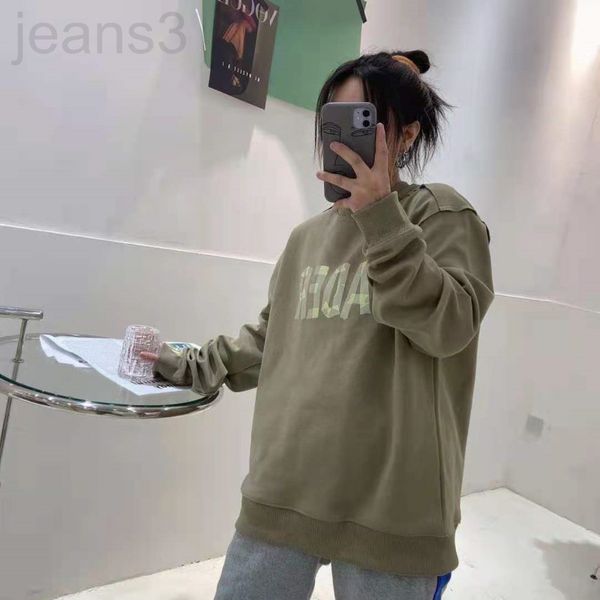 

women's hoodies & sweatshirts designer korean ae zhou yutong same adhesive tape sticker origami pullover round neck long sleeve letter, Black