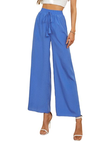 

tie front wide leg pants e7te#, Black;white