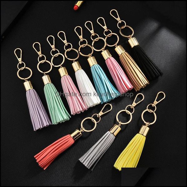 

leather key chain rings jewelry tassel pendants bag charms keychains holder car keyrings gift for girls women gold fashion drop delivery 202, Slivery;golden