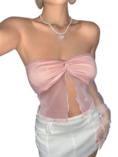 

appliques split hem lettuce trim metallic tube z4we#, White