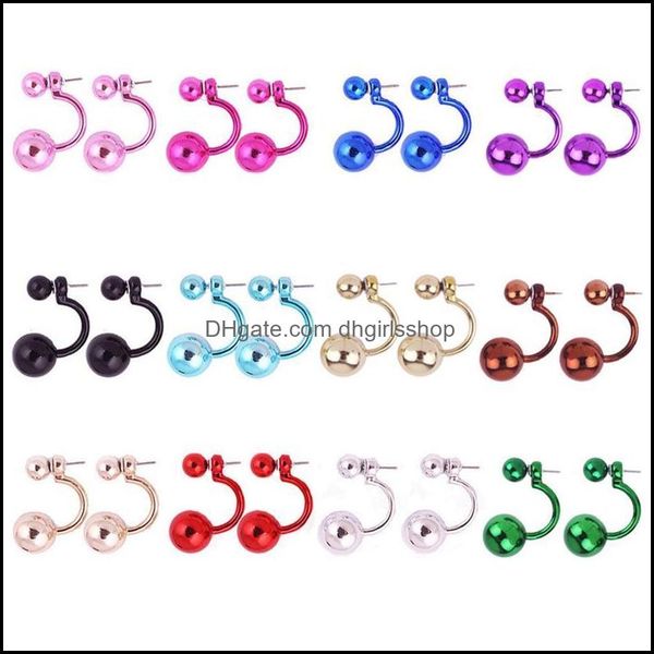 

stud pairs metallic color acrylic round double sided ear front back earringsstud drop delivery 2021 dhgirlsshop dhwfv, Golden;silver