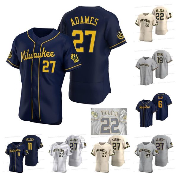 

2022 custom 22 christian yelich jersey 27 adames 53 brandon woodruff 71 josh hader 8 ryan braun 12 justin smoak lorenzo robin eric yardley b, Blue;black