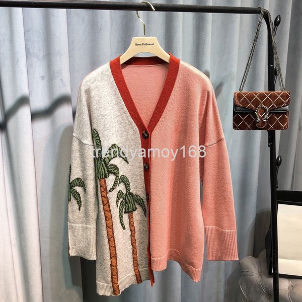 

women's knits & tees special coconut jacquard knitted cardigan women's lazy style elegant v-neck asymmetric mosaic sweater coat, White