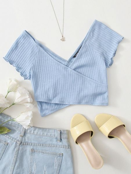 

cross wrap solid crop k8gq#, White