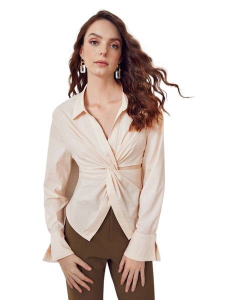 

cut out twist front blouse h1uz#, White