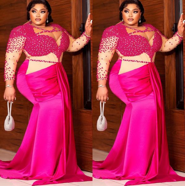 

2022 plus size arabic aso ebi luxurious mermaid prom dresses beaded crystals evening formal party second reception birthday engagement gowns, Black