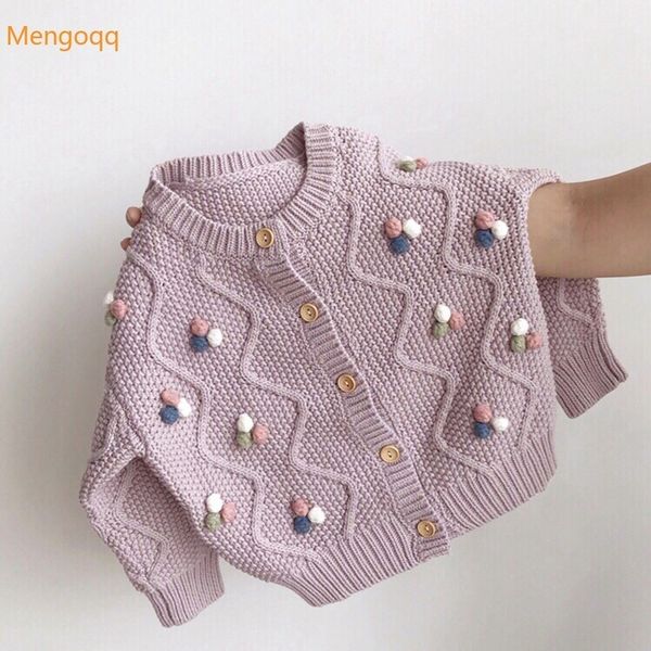 Sonbahar Kış Çocuk Bebek Kız Tam Kollu Tek Yörüngeli Üst Giyim Yürümeye Başlayan Çocuklar Örgü Kıyafetler Kazak Sweater 1-8y