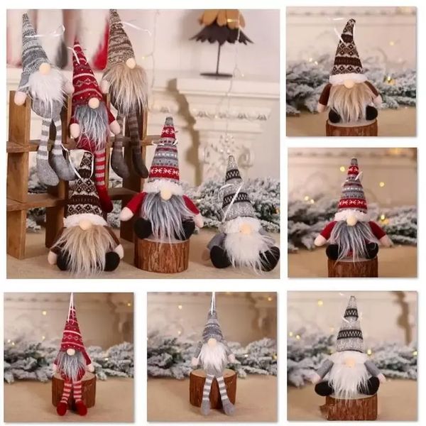

christmas ornament knitted plush gnome doll christmas tree wall hanging pendant holiday decor gift tree decorations fy3820 sxjul27