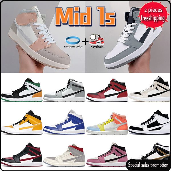 

2022 mid sneakers 1 1s men basketball shoes pink quartz light smoke grey 2.0 milan bred toe berry pink pine green classic sport shoe mens nb, Black