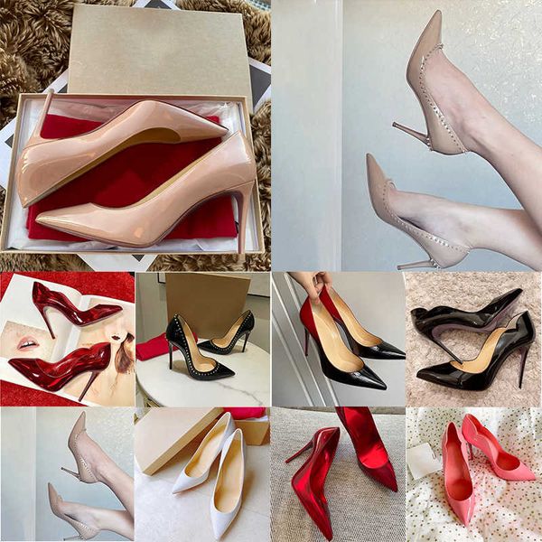 

2022 high heel so kate luxurys designers dress shoes styles red bottoms womens stiletto heels 8  12cm genuine leather point toe pumps, Black