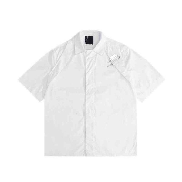 

men's polos fashion brand summer buckle strap fashion leisure loose and versatile trend pointed collar short sleeve shirt unisex, White;black