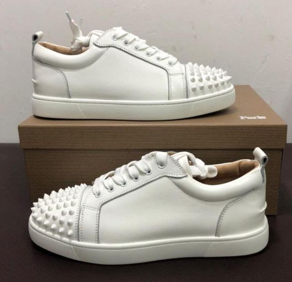 

classic style spikes sneaker men casual shoes junior low flats red sole sneakers wedding party dress outdoor orlato trainers with box, Black