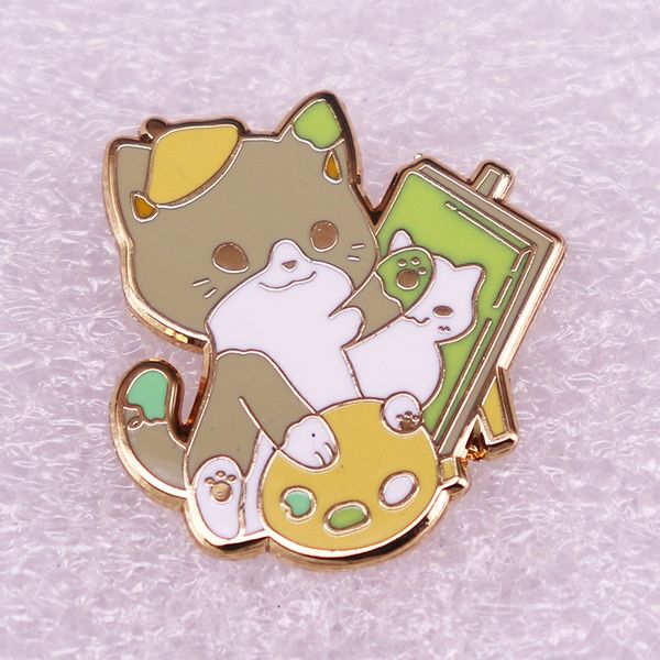

cat hard enamel pin, Blue
