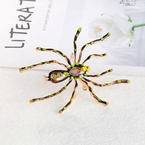 

halloween large spider model brooch pins european women alloy animal crystal corsage badges for sweater cowboy clothing accessories, Gray