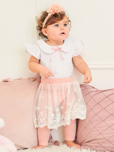 

baby peter-pan collar ruffle trim she, Blue