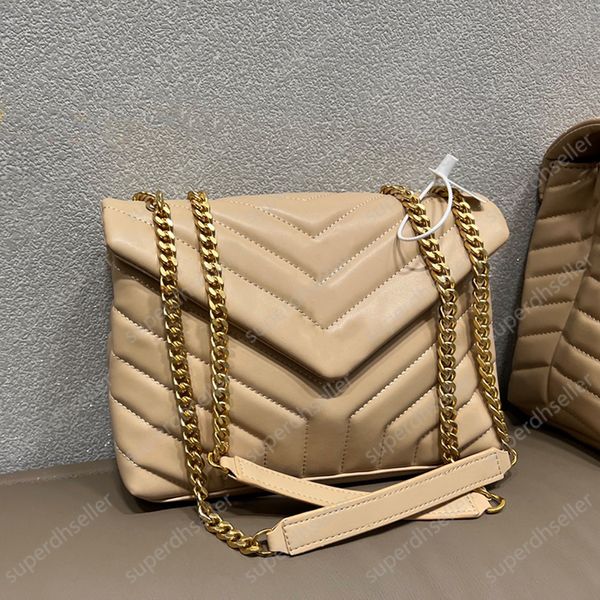 Top-Qualität Messenger Bag Luxurys Designer Umhängetaschen Goldkette Umhängetaschen Handtaschen Frauen Tote Mode Umschlag Geldbörse Brieftasche Beige