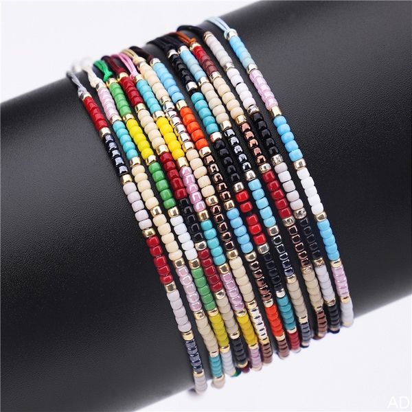 

fashion bohemian style colorful glass beads seedbeads strands bracelet trend women summer jewelry, Black