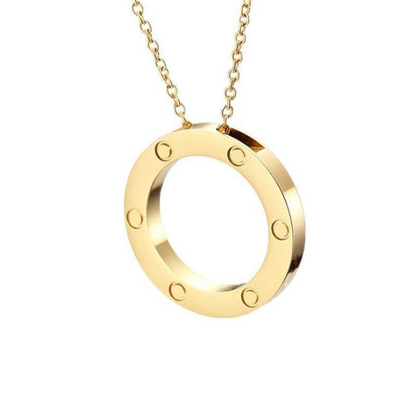 

pendant necklaces round women screwdriver stainless steel six screws couple round circle jewelry on the neck fashion valentine day gifts, Silver