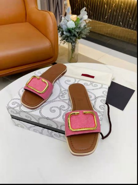 

women sandals woody mules brand slipper slide sandal fahsion deisgner lady lettering fabric outdoor leather sole slides flip flops with box, Black