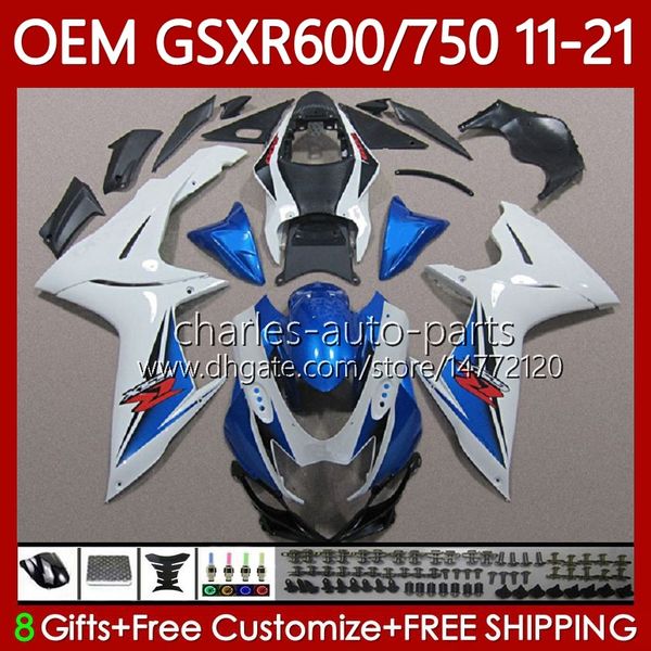 Fairings de injeção para suzuki gsxr 600 750 cc k11 750cc 600cc gsxr600 11 12 13 14 15 16 121No.84 GSXR-600 branco azul GSXR750 2017 2019 2020 2021 GSXR-750 11-21 corpo