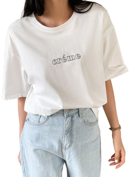 

dazy-less letter graphic drop shoulder tee p84p#, White