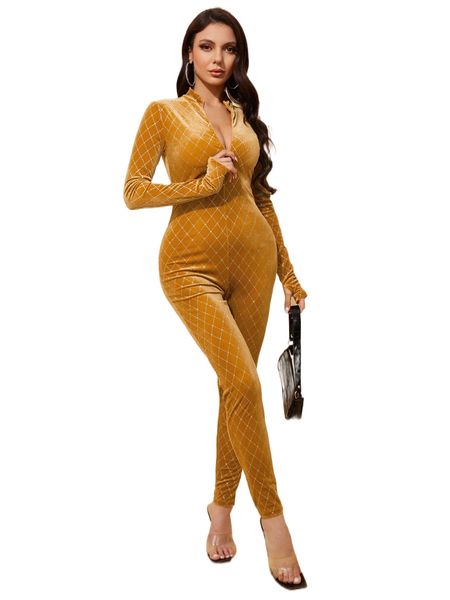 

rhinestone grid velvet unitard jumpsuit c8wm#, Black;white