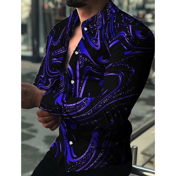 

fashion luxury men shirts single breasted shirt casual purple turbulent print long sleeve mens clothing hawaii cardigan 220725, White;black