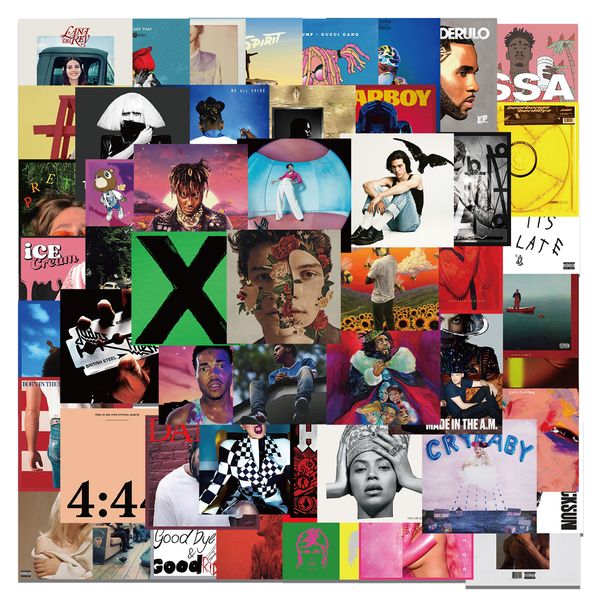 

55pcs 80 pcs print singer album covers stikers music posters sticker for skateboard guitar lapbicycle kids toys