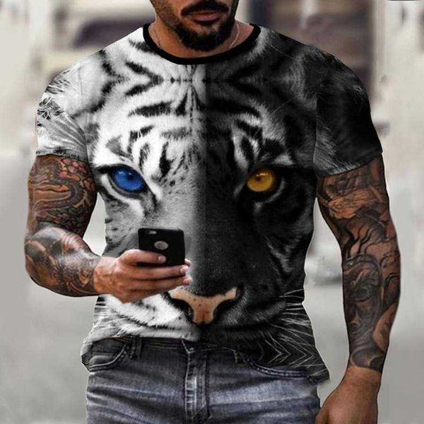 T-shirt da uomo Camicia da uomo estiva Yin Yang Tiger Animal World T-shirt con stampa Top a maniche corte Moda Casual Oversize O-Collo 6XLUomo