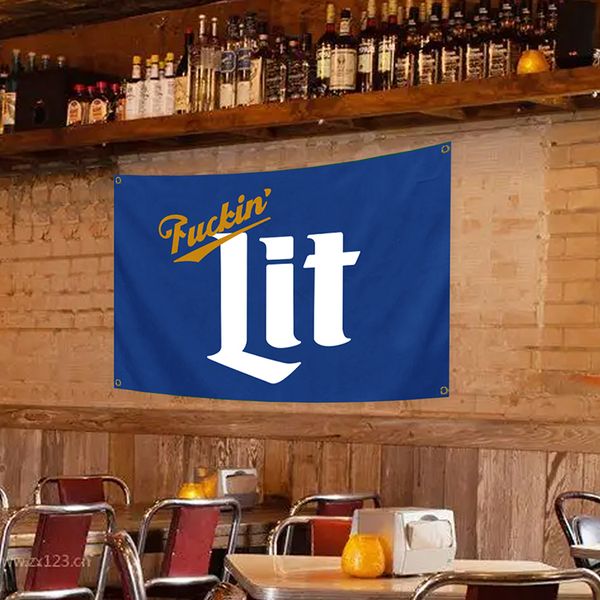 

fuckin lit flag 3x5 ft with brass grommets for college dorm frat man cave party decora