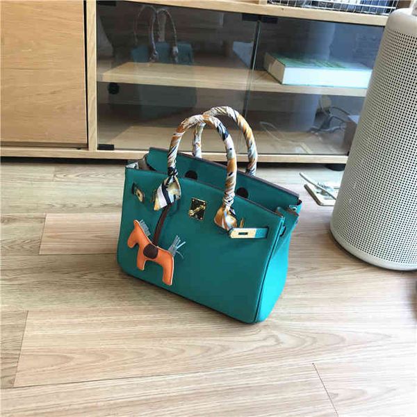 

designer birkins san aimashlan peacock green litchi pattern real leather bag soft leather large capacity women's one shoulder diagonal
