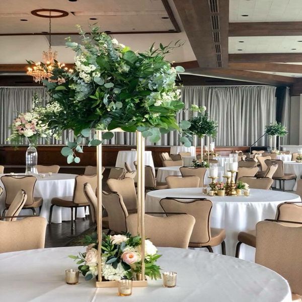 Satış 60cm 80cm 100 120 50cm 70cm uzunluğunda dekoratif düğün sütunları metal altın düğün çiçek standları buket dekorasyonları merkez parçası vazo imak309