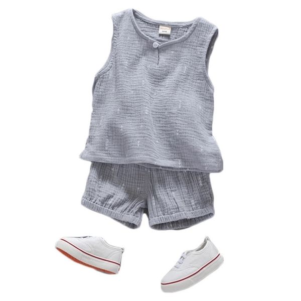 

cotton toddler kids clothing sets summer children short sleeve sleeveless vest clothes kid boy girl beach tracksuit boys 220714, White