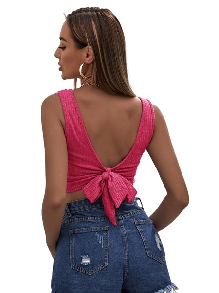 

tied open back crop tank y5ka#, White