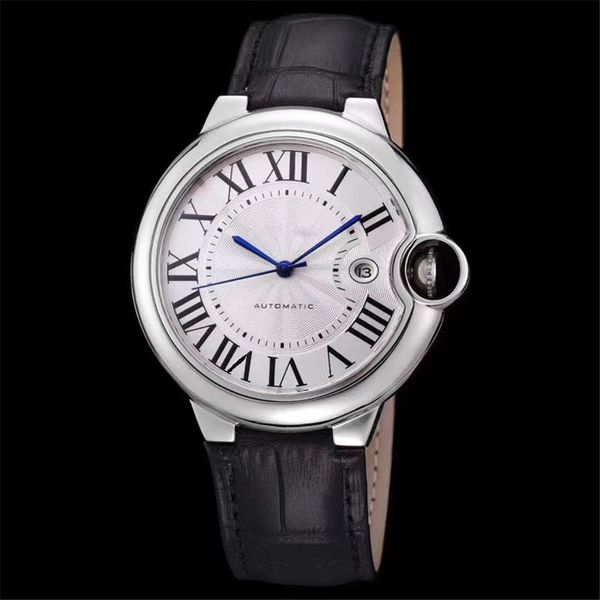 

luxury designer watch leather strap autoamtic mechanical wristwatches men watches montre de luxe, Slivery;brown