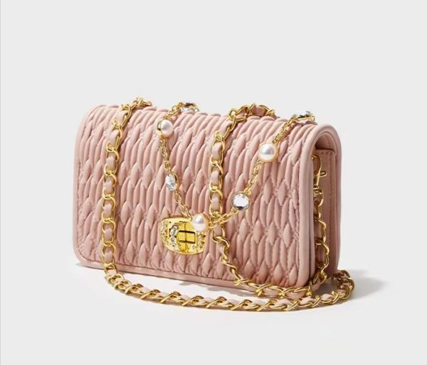 

french boutique evening bags designer new fashion trend pearl evening clutch exquisite rhinestone lock on one slant shoulder bag